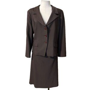 Talbots Skirt Suit Brown 16P Stretch Wool Blazer & Skirt All Season Classic